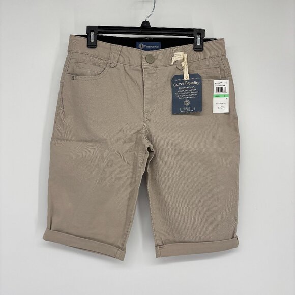 Democracy Womens Mid Rise Tummy Control "Ab" Solution Bermuda Shorts Beige 8 NWT - Picture 2 of 5